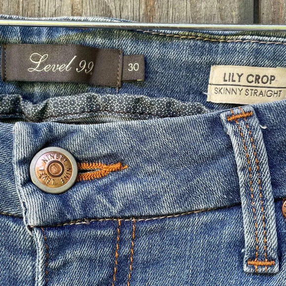 Anthro Level 99 Womens Lily Crop Skinny Straight Leg Mid Rise Med Wash Jeans 30 - Picture 6 of 11